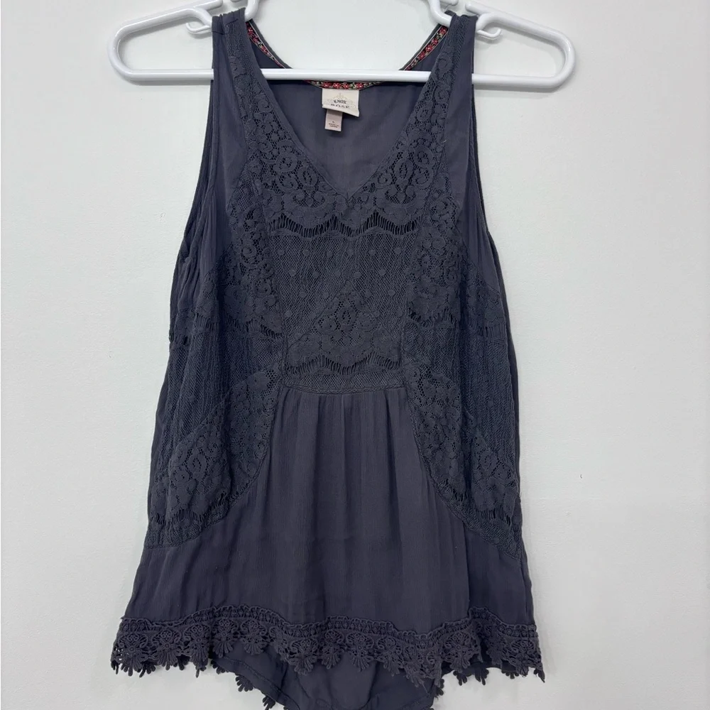 Knox Rose Green and Gray Embroidered Tops - Picture 9 of 15